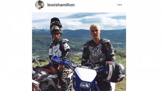 Lewis Hamilton dan Justin Bieber bermain dirt track di Colorado [Instagram @lewishamilton].