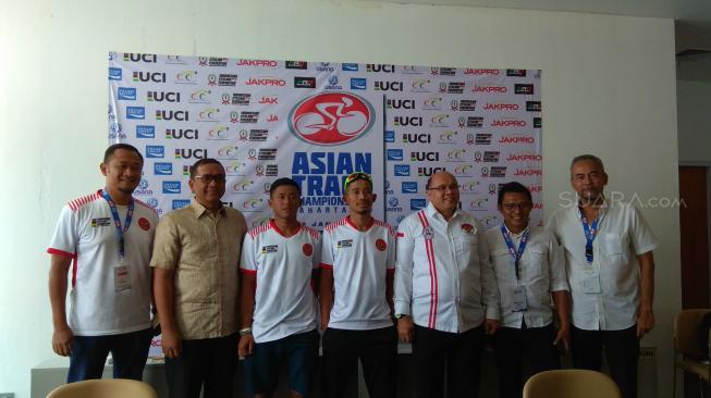 Konferensi pers Asian Track Championship (ATC) 2019 di Jakarta Internasional Velodrome, Rawamangun, Jakarta Timur, Senin (7/1/2019) [Suara.com/Arief Apriadi].