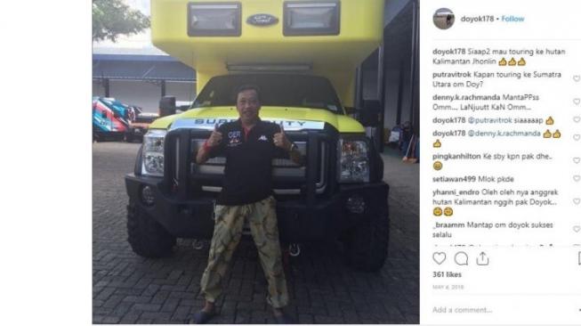 Komedian Doyok berkegiatan off-road [Instagram : @doyok178]