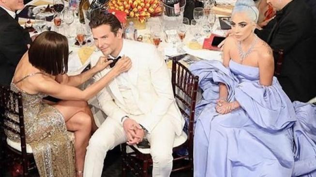 Irina Shayk, Bradley Cooper, dan Lady Gaga. (@lamiscorner/instagram)