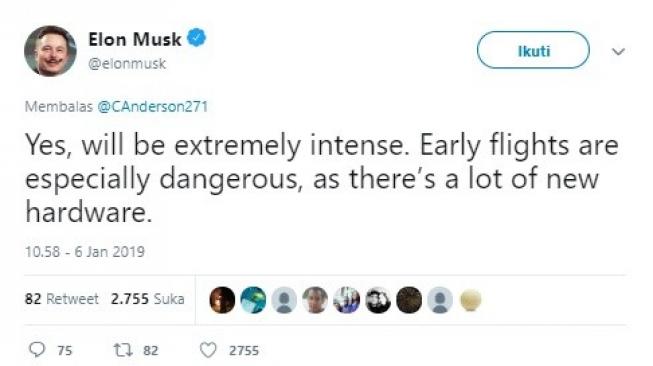 Kicauan Elon Musk. [Twitter]