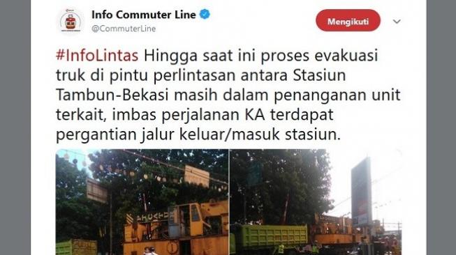 Gangguan kereta di Bekasi. (Twitter)