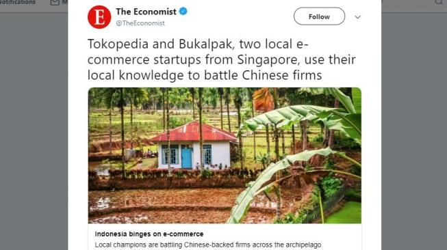 Sebut Bukalapak dari Singapura, Kini Majalah The Economist Kritik Jokowi