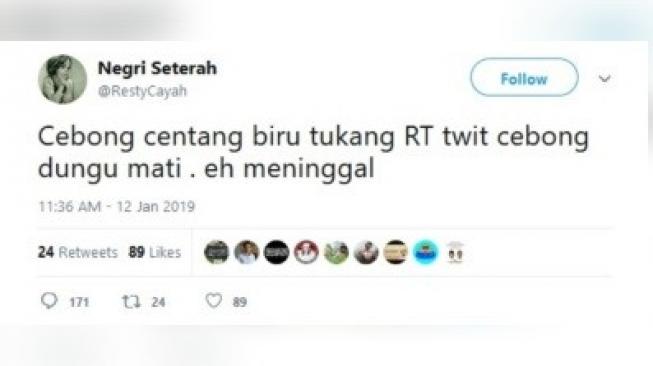 Cuitan warganet yang memicu marah warganet lain. [Twitter]