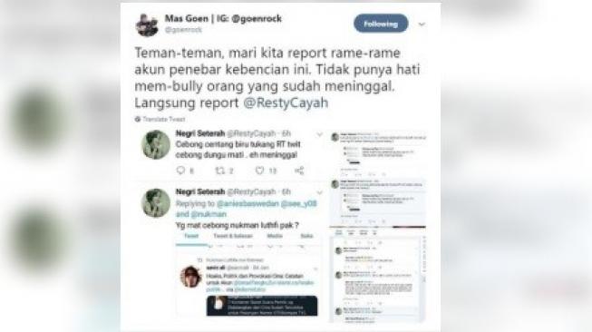 Cuitan warganet yang memicu marah warganet lain. [Twitter]