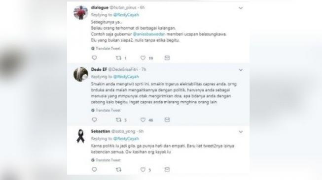 Cuitan warganet yang memicu marah warganet lain. [Twitter]