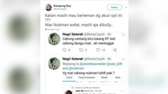 Cuitan warganet yang memicu marah warganet lain. [Twitter]