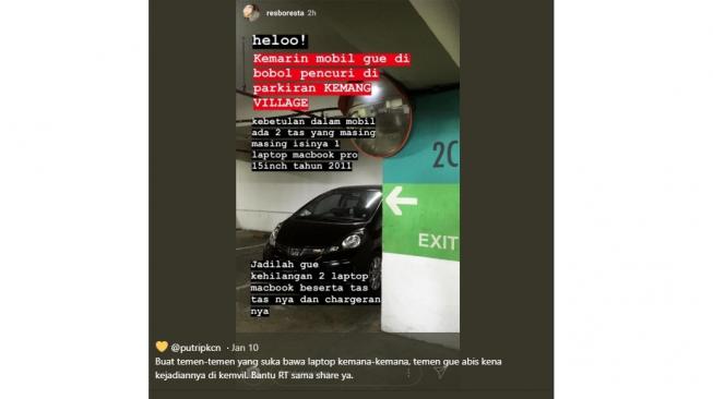Waspada, Netizen Ini Bagikan Cerita Pembobolan Mobil di Parkiran Mall