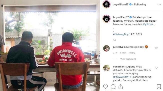 Boy William makan bareng Presiden Jokowi. [instagram/boywilliam17]
