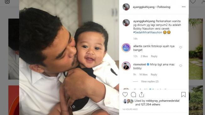 Kahiyang Ayu mempublikasikan wajah Sedah Mirah dengan jelas di Instagram pribadinya. [instagram/ayanggkahiyang]