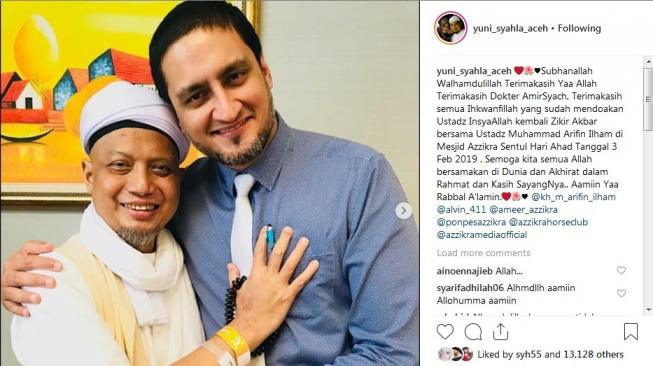 Istri Ustadz Arifin Ilham mengumumkan sang suami boleh pulang dari rumah sakit dan akan menghadiri acara zikir, Minggu (20/1/2019)