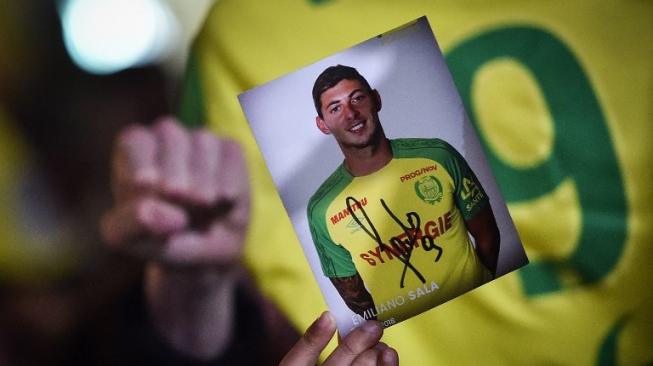 Foto pemain asal Argentina Emiliano Sala yang hilang saat menuju Cardiff City, Senin (21/1/2019) [AFP]