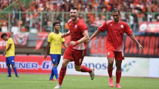 Selebrasi Marko Simic usai membobol gawang Kepri 757 Jaya (dok. Media Persija).