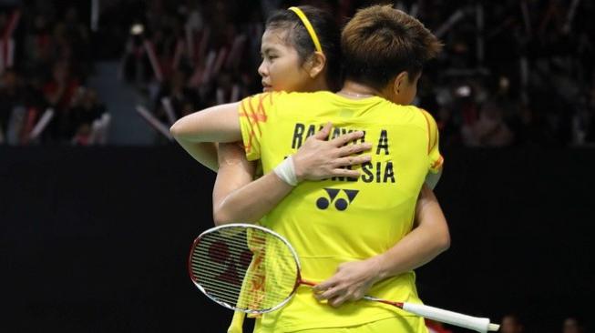 Pasangan ganda putri Indonesia, Greysia Polii/Apriyani Rahayu, melaju ke perempat final Indonesia Masters 2019 usai mengalahkan Hsu Ya Ching/Hu Ling Fang (China Taipei) di Istora Senayan, Jakarta, Kamis (24/1/2019). [Humas PBSI]