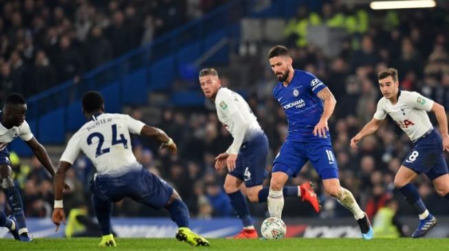 Tottenham Hotspur menghadapi Chelsea di semifinal Piala Liga Inggris, Jum'at (25/1/2019) [AFP]