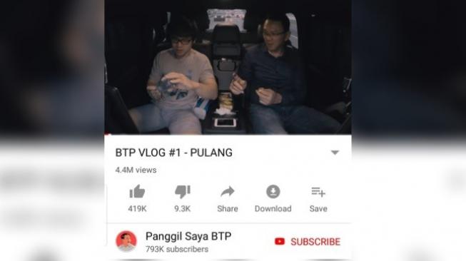 YouTube Ahok. [YouTube]