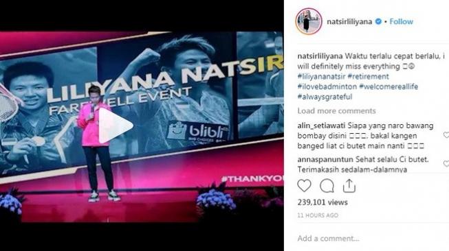 Postingan Liliyana Natsir. [Instagram@natsirliliyana]