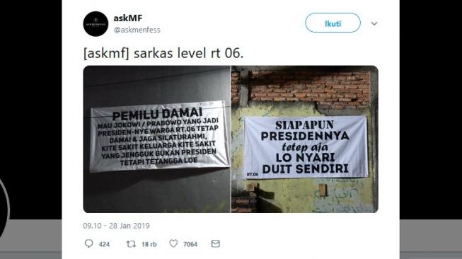 Viral Spanduk Pilpres Anti-Rusuh, Warganet Ingin Pidah ke RT 06