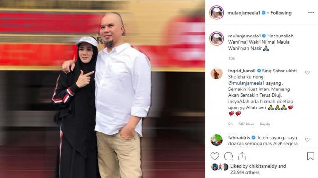 Doa Mulan Jameela untuk Ahmad Dhani. [instagram/mulanjameela1]