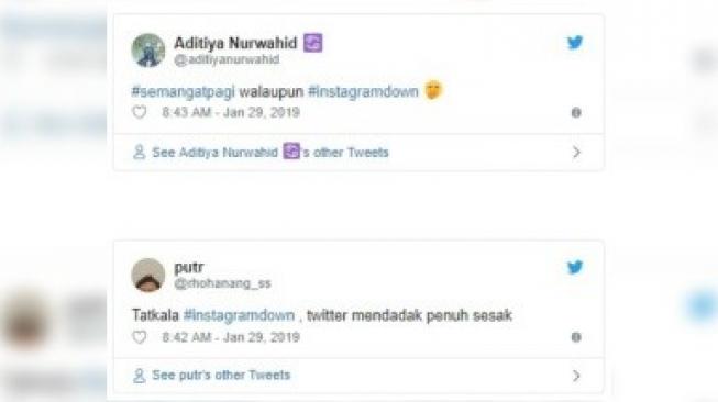 Tagar #Instagramdown jadi trending topik. [Twitter]