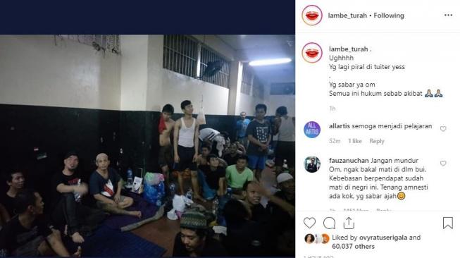 Suasana sel tahanan Ahmad Dhani di Rutan Cipinang, Jakarta Timur. [instagram/lambe_turah]