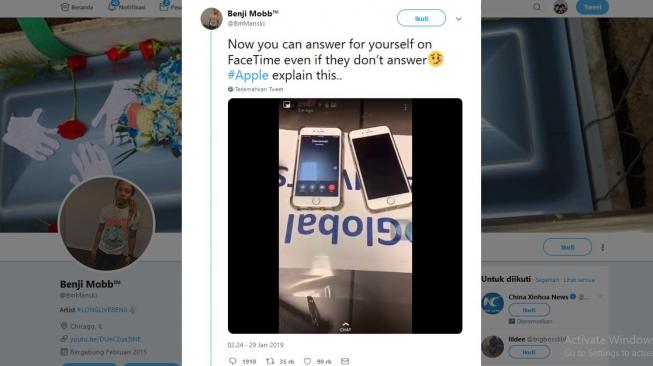 FaceTime iPhone bermasalah. [Twitter]