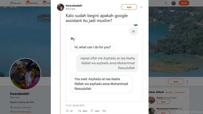 Kocak! Keisengan Warganet Mengajak Google Assistant Hijrah