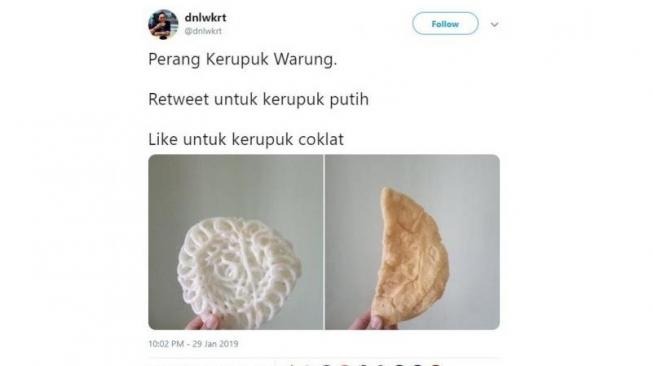 Perang Kerupuk Putih vs Kerupuk Cokelat, Warganet Terpecah Dua