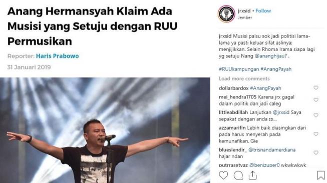 Anang Hermansyah dikecam Jerinx SID. [instagram/jrxsid]