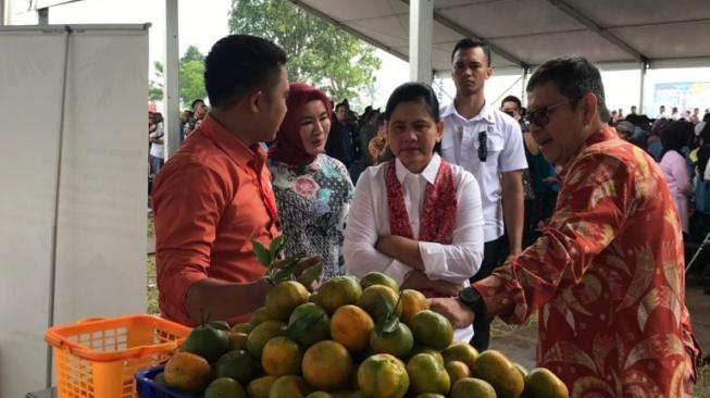 Panen hasil pertanian disaksikan Ibu Negara, Iriana. (Dok: Kementan)