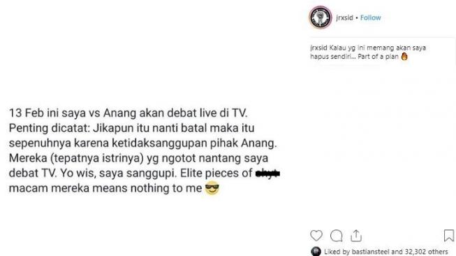 Jerinx SID tantang Anang Hermansyah. [instagram/jrxsid]