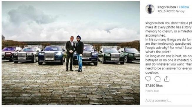 Reuben Singh, pemilik enam unit Rolls-Royce [Instagram: @singhreuben].