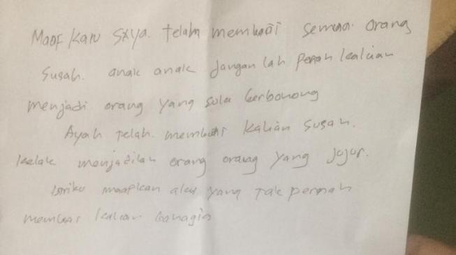 Sebelum Gantung Diri di Kostan Teman, Sopir Taksi Ini Tulis Surat Isinya...