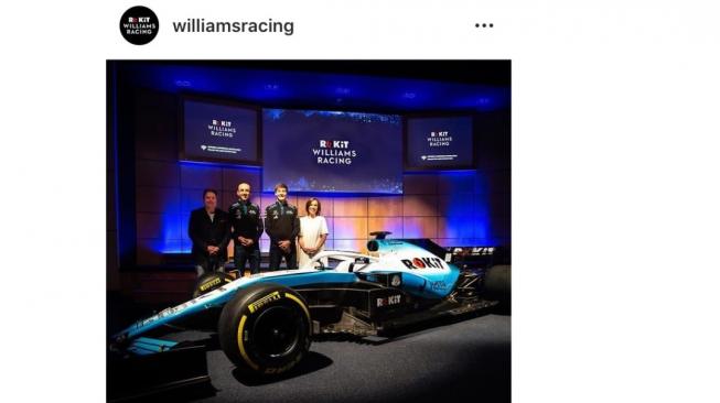 Tim Rokit Williams Racing meluncur dari Oxfordshire, England [Instagram: williamsracing].