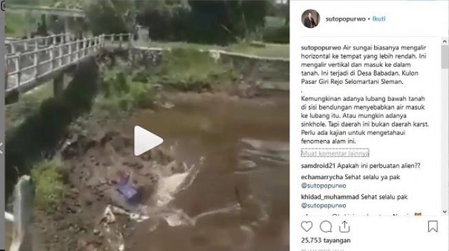 Heboh, Lubang Misterius Muncul di Dasar Sungai di Sleman