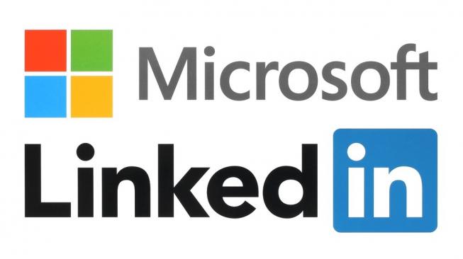 Ilustrasi logo Microsoft dan Linkedin. [Shutterstock]
