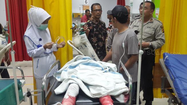 Korban akibat ledakan granat di Bogor, Jawa Barat. (Suara.com/Rambiga)