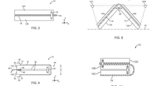 Desain Ponsel Layar Lipat Apple. (CNET)