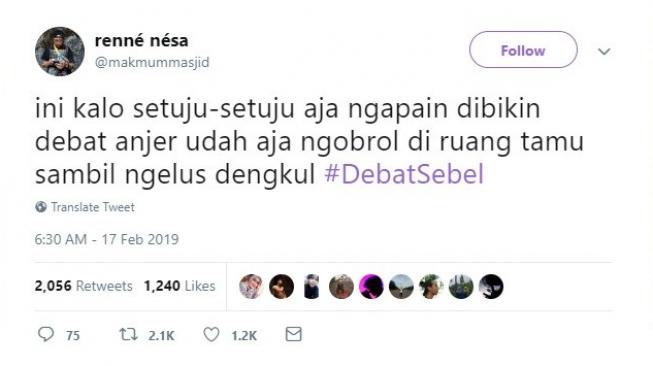 Ramai tweet Debat Kedua Pilpres 2019. [Twitter]