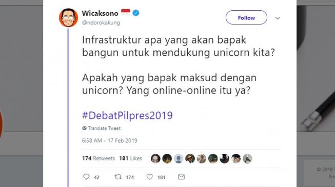 Ramai tweet Debat Kedua Pilpres 2019. [Twitter]