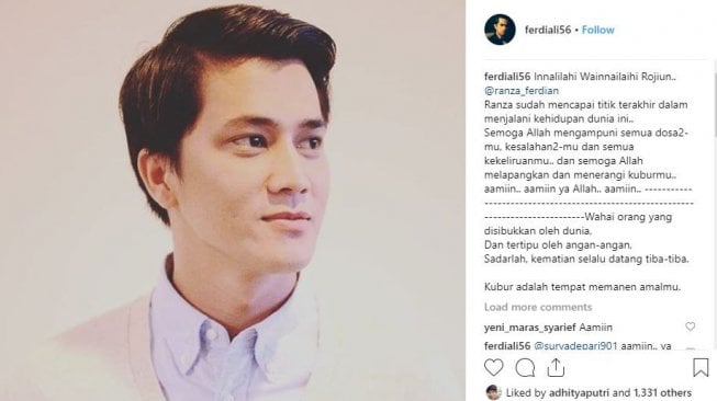 Artis FTV Ranza Ferdian meninggal dunia. [instagram/ferdiali56]