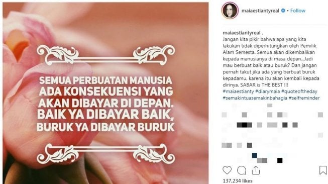 Tangkapan layar unggahan Maia Estianty [Instagram/maiaestiantyreal]