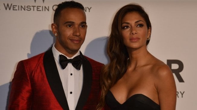 Lewis Hamilton dan Nichole Scherzinger. (Alberto Pizzoli / AFP) 