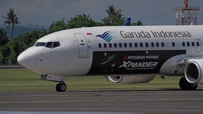 Livery design decal branding Mitsubishi Xpander di satu armada Garuda Indonesia jenis Boeing 737-800 NG [dok. Mitsubishi].