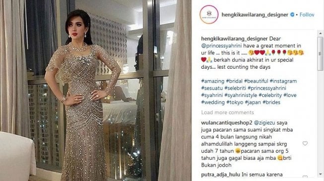 Hengki Kawilarang Ucapkan Selamat Menikah kepada Syahrini [ig@hengkikawilarang_designer]