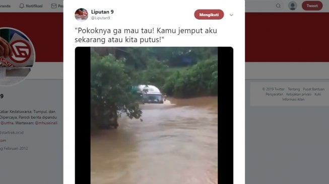 Kejar Setoran, Sopir Truk Ini Nekat Terjang Sungai dan Bikin Deg-degan. (Twitter/Liputan9)