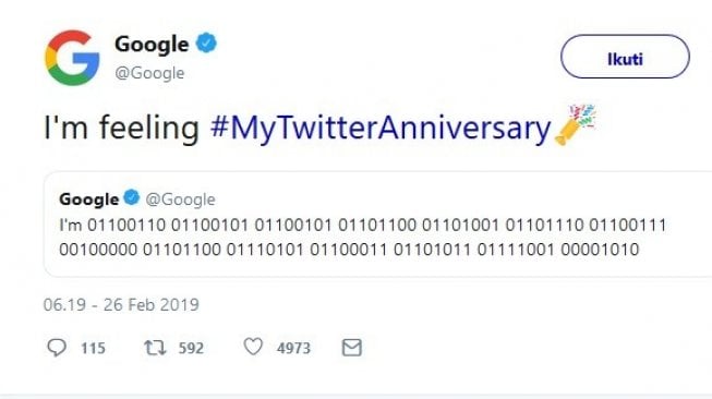 Rayakan Ulang Tahun, Interaksi Google dan Twitter Ini Bikin Kesal Warganet