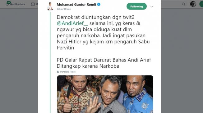 Guntur Romli: Tweet Andi Arief Keras Diduga Kuat dalam Pengaruh Narkoba