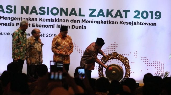 Wakil Presiden, Jusuf Kalla dalam pembukaan Rapat Koordinasi Nasional (Rakornas) zakat di Surakarta, Jawa Tengah, Senin (4/3/2019) malam. (Dok: Baznas)