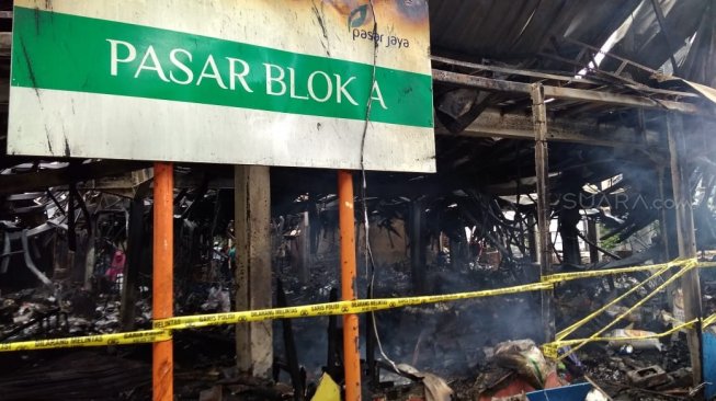 Pasar Blok A, Kebayoran Baru, Jakarta Selatan kebakaran. (Suara.com/Fakhri)